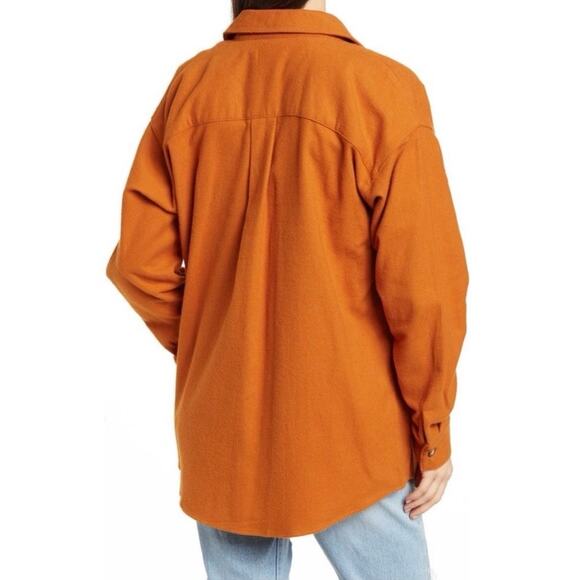 Melrose and Market Solid Button Collared Shacket Women’s Size XXS Rust Leather - Picture 2 of 8